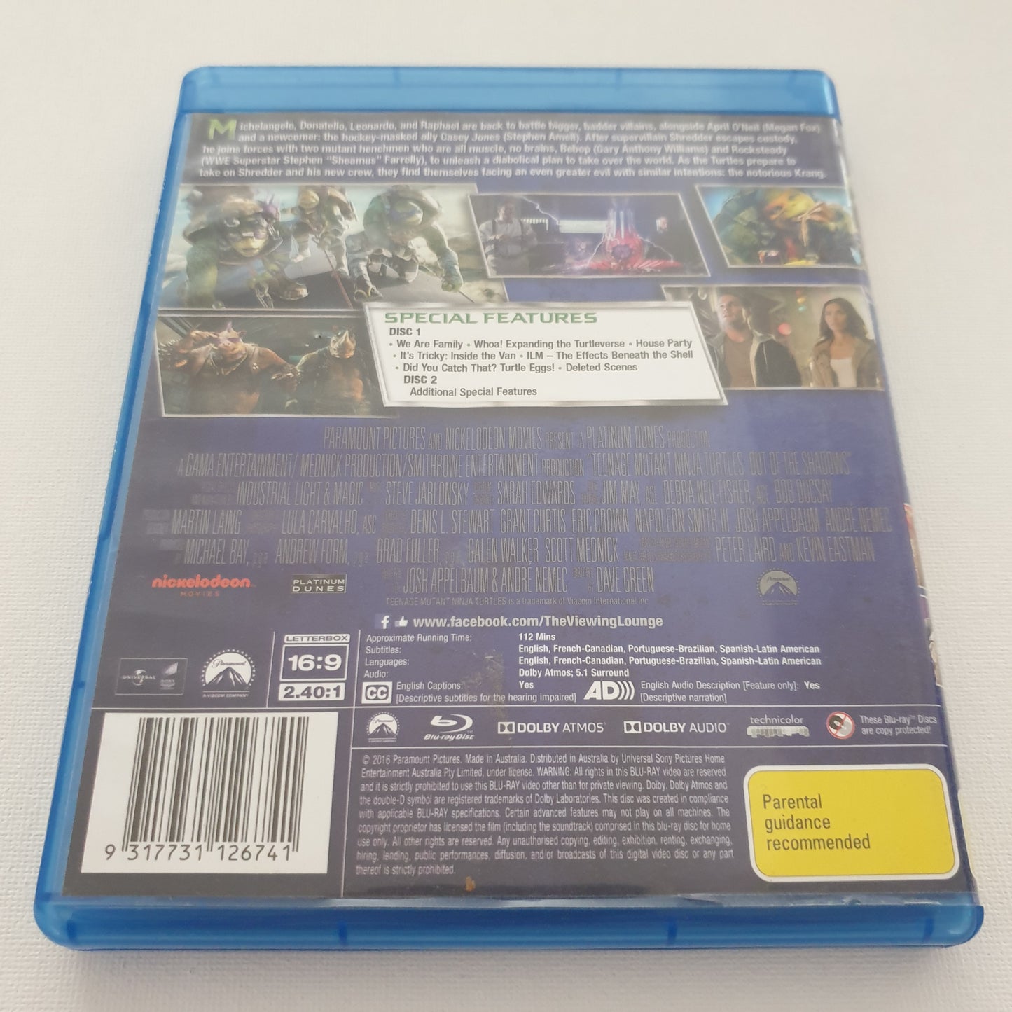 Teenage Mutant Ninja Turtles - Out of the Shadows (Blu-ray DVD)