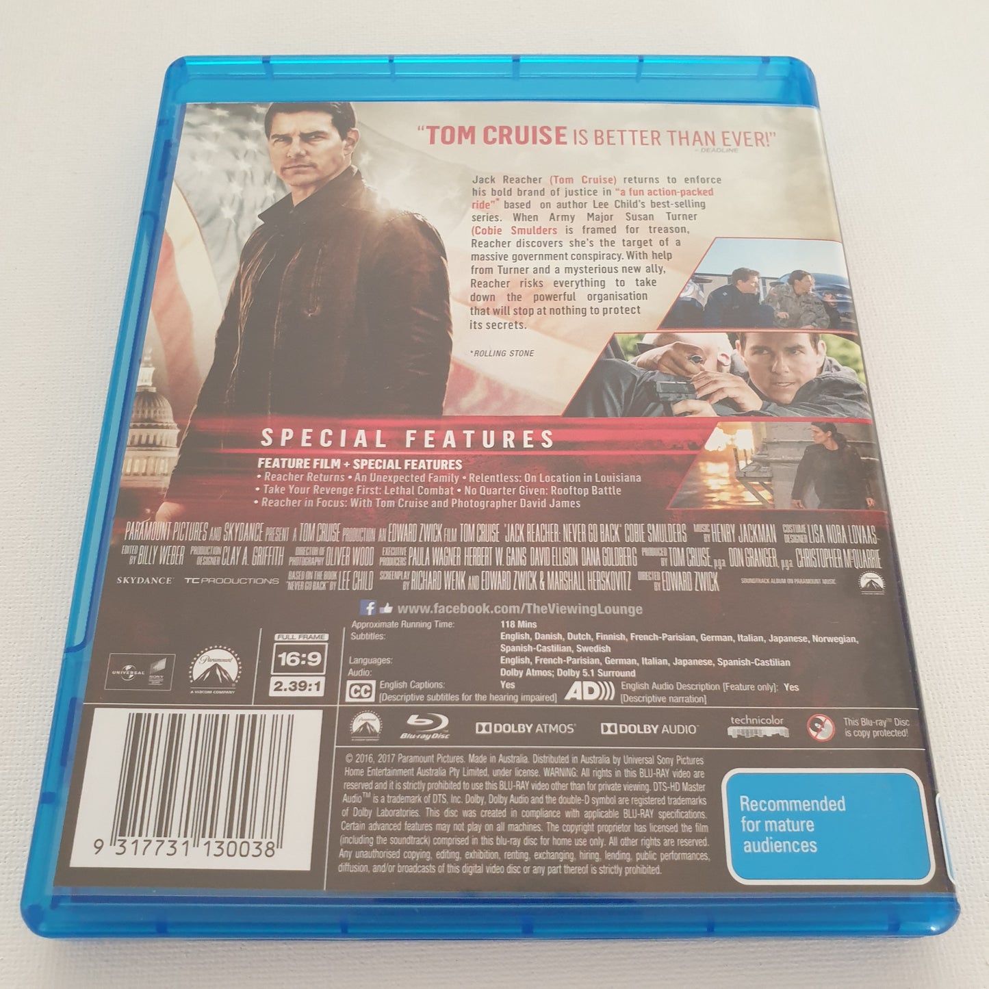 Jack Reacher: Never Go Back (Blu-ray DVD)