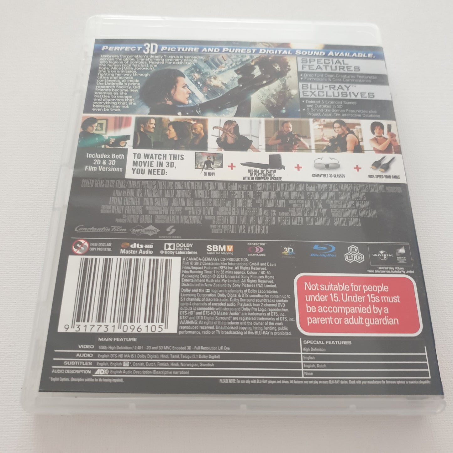 Resident Evil: Retribution 3D (Blu-ray 3D DVD)