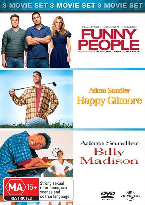 Adam Sandler Set: Funny People - Happy Gilmore - Billy Madison (3 Disk Set, DVD)